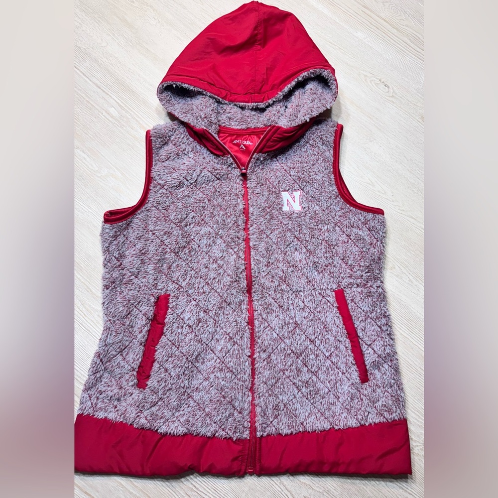 Antigua Nebraska Cornhuskers Sherpa Vest Small Hooded Full Zip NCAA
